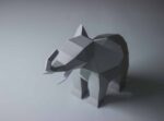 Papercraft elephant in 3D origami