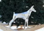 Papercraft doberman noir et feu en origami 3D