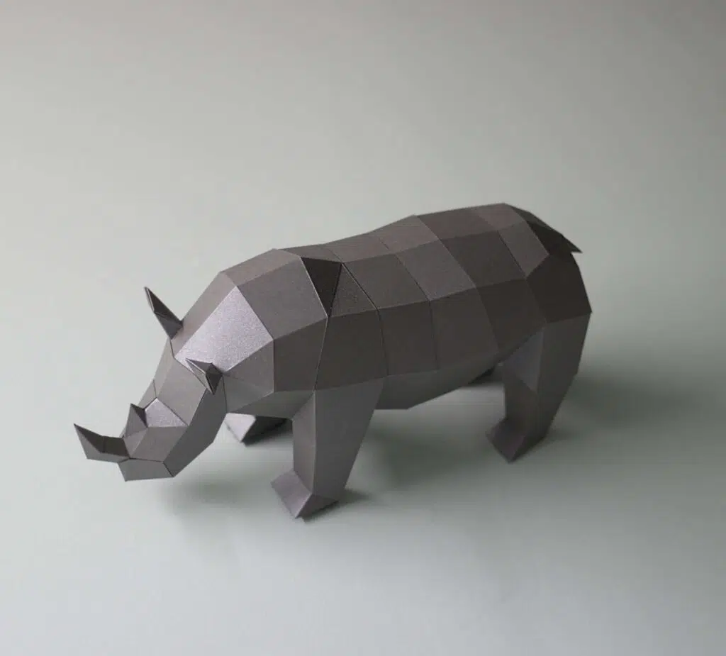Papercraft Afrikaanse neushoorn in 3D origami, 3D-model