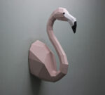 Papercraft flamant rose mural en origami 3D