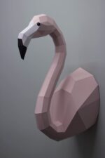 Papercraft flamant rose mural en origami 3D