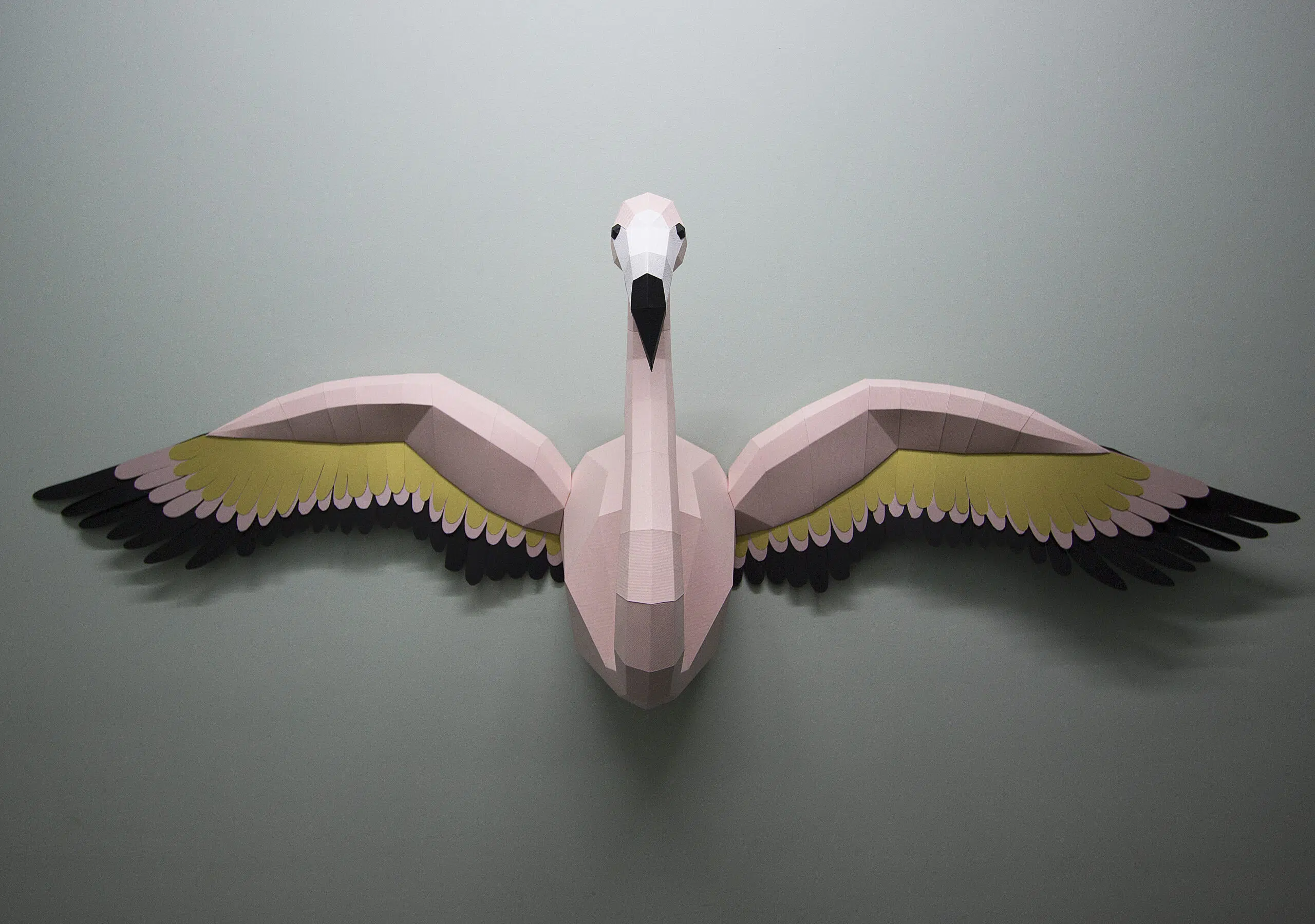 Kit de múltiples flamencos rosas en origami 3D, papercraft 3D, modelo 3D