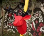 3D Origami hertengewei - papercraft model, weergave 4