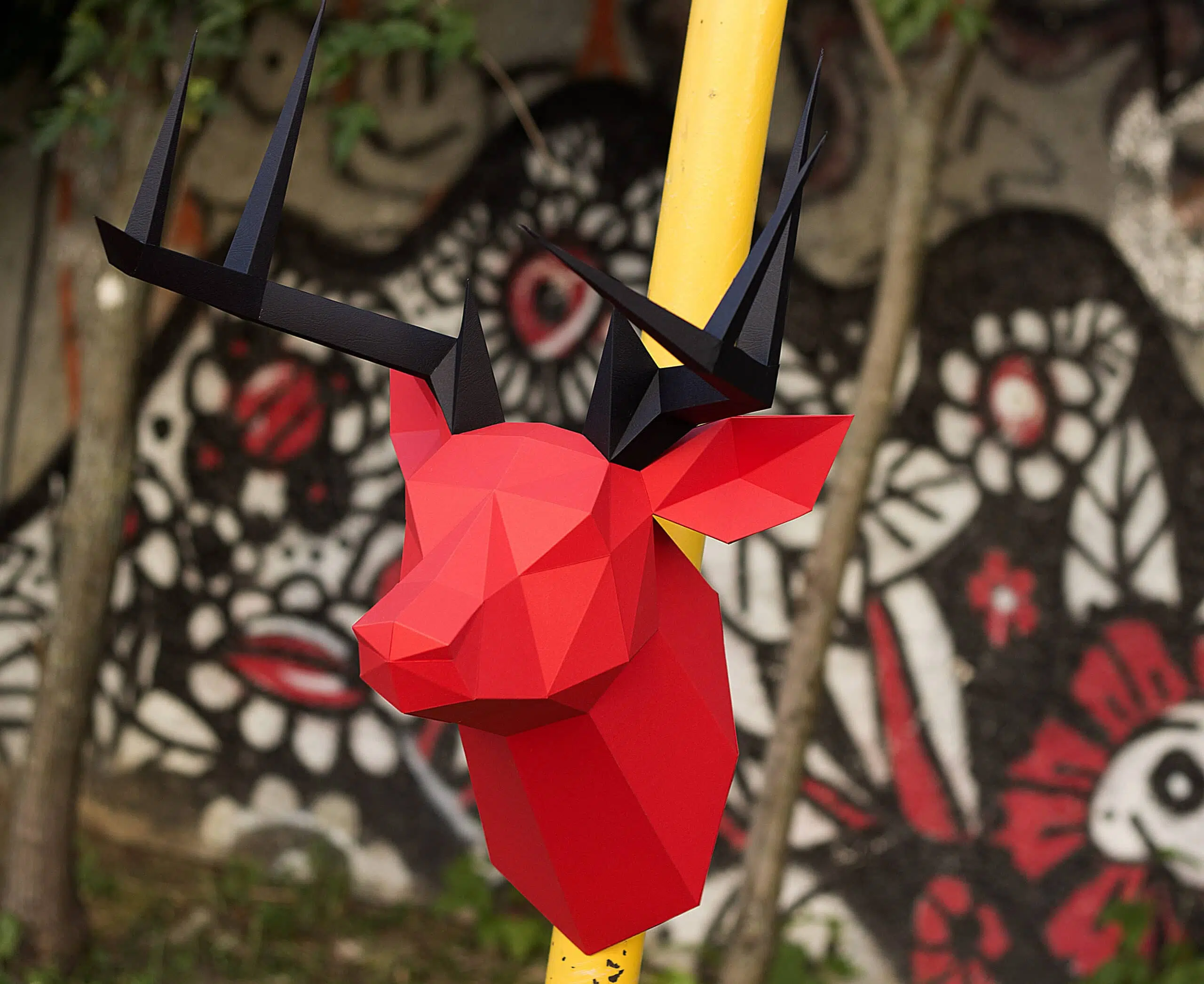 3D Origami hertengewei - papercraft model, weergave 4