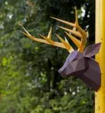 3D origami hertkop met geweien - Papercraft model, weergave 6