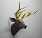 Papercraft deer head in 3D origami
