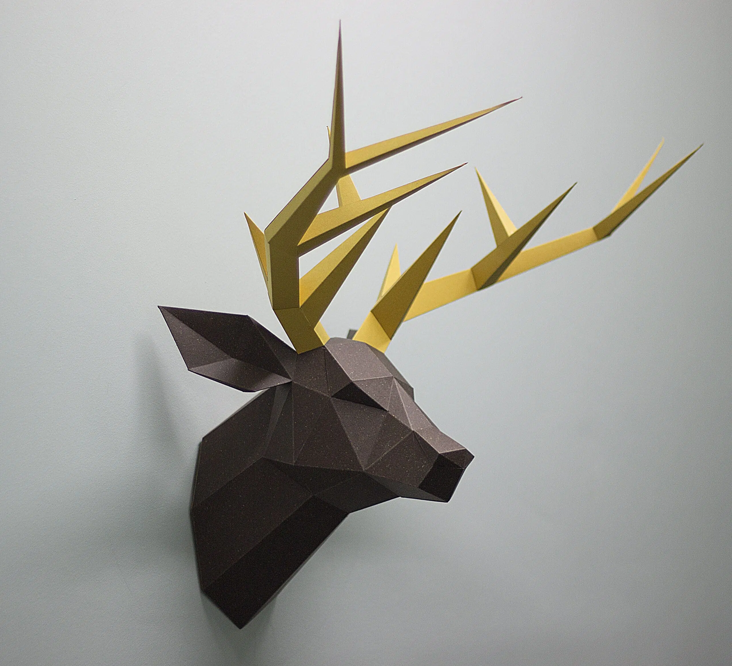 3D origami hertkop met geweien - Papercraft model, weergave 8