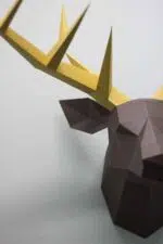 3D origami hertkop met geweien - Papercraft model, weergave 9