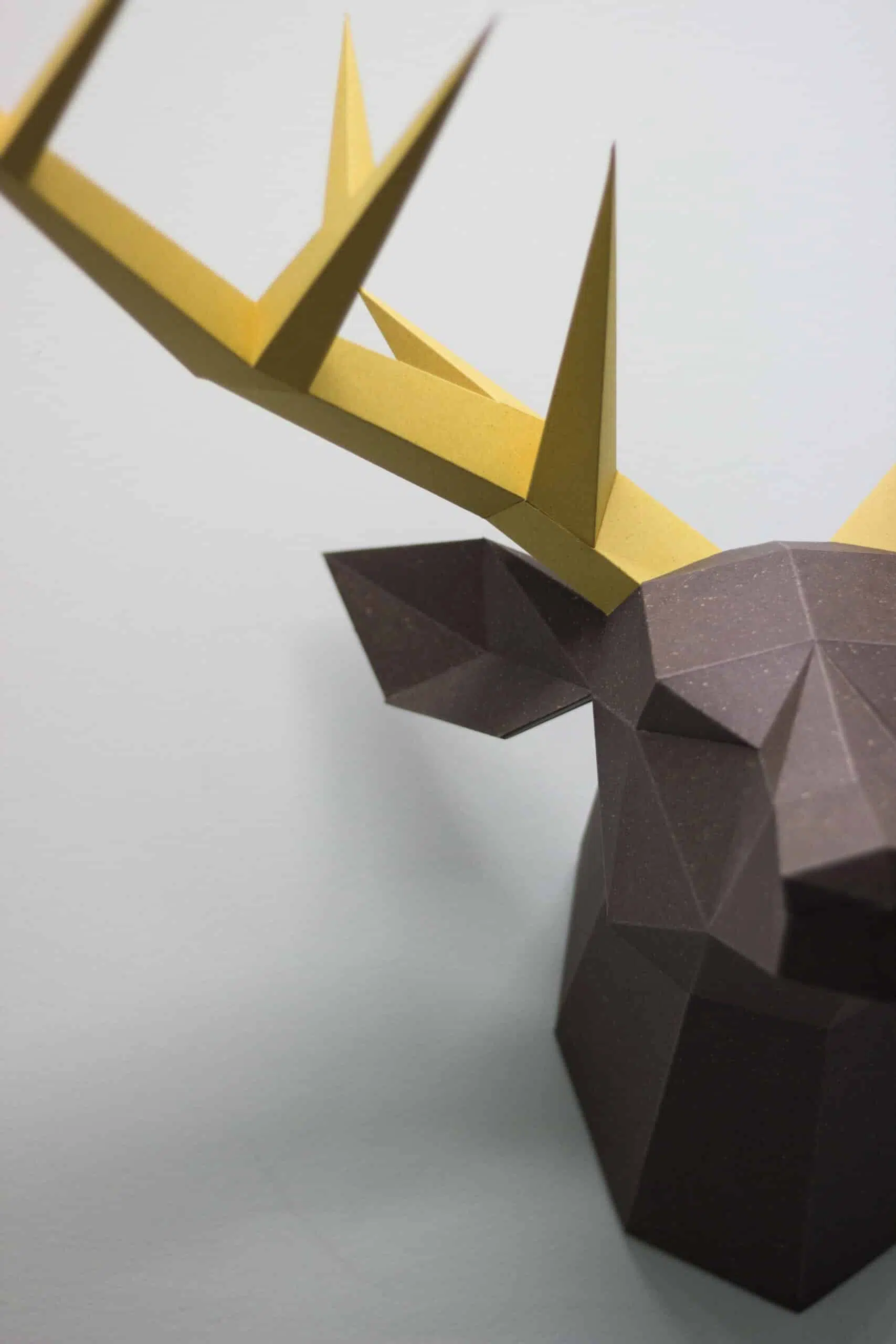 3D origami hertkop met geweien - Papercraft model, weergave 9