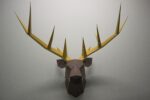 Papercraft deer head in 3D origami