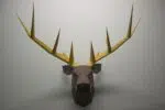 3D origami hertkop met geweien - Papercraft model, weergave 10