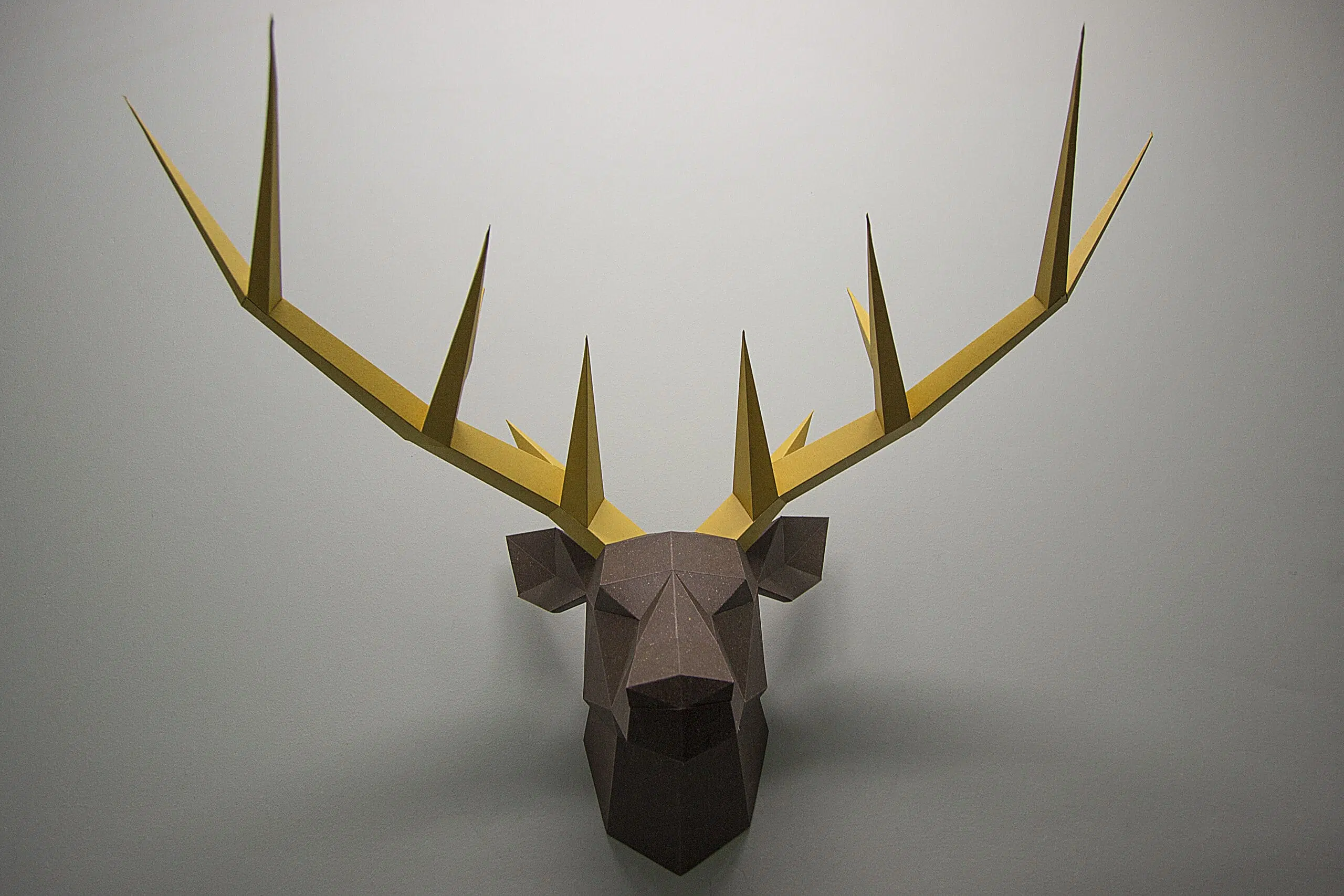3D origami hertkop met geweien - Papercraft model, weergave 10