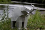 Papercraft elephant in 3D origami