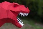 Papercraft T-Rex dinosaur in 3D origami paper