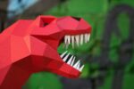 Papercraft T-Rex dinosaur in 3D origami paper