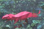 Papercraft T-Rex dinosaur in 3D origami paper