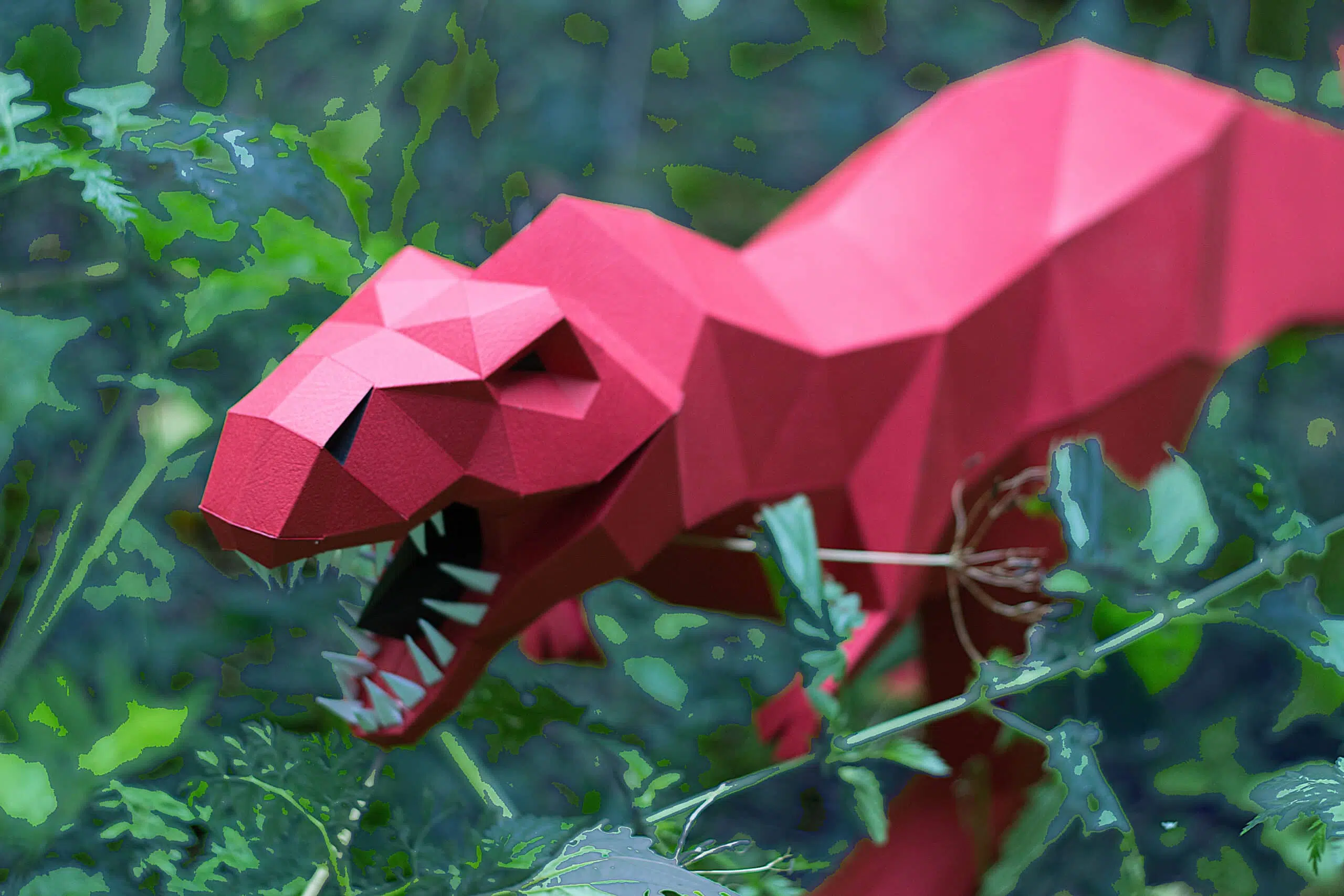 Papercraft T-Rex Tyrannosaurus 3D origami, weergave 18