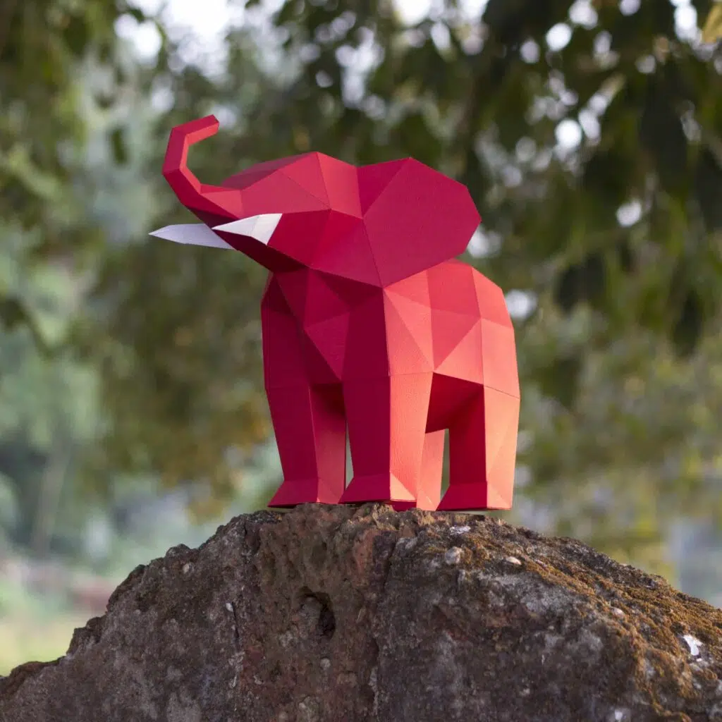 Papercraft olifant in 3D origami, weergave 2