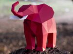 Papercraft elephant in 3D origami