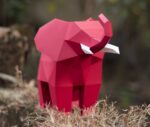 Papercraft elephant in 3D origami