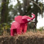 Papercraft elephant in 3D origami