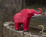 Papercraft elephant in 3D origami