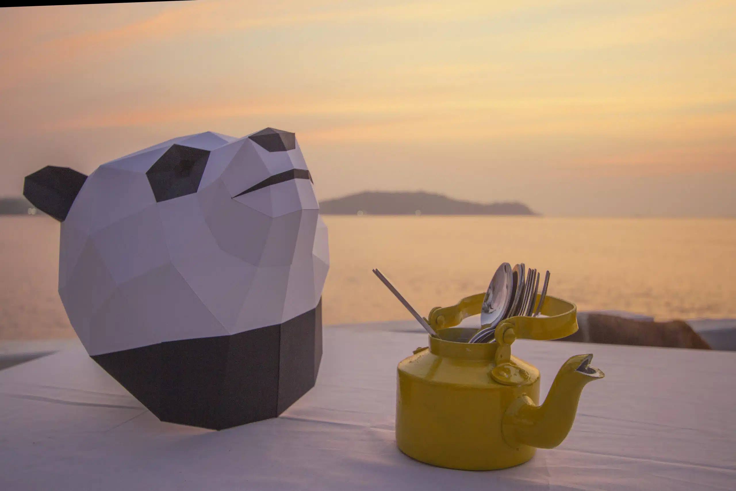 Panda-kop in 3D origami, weergave 5