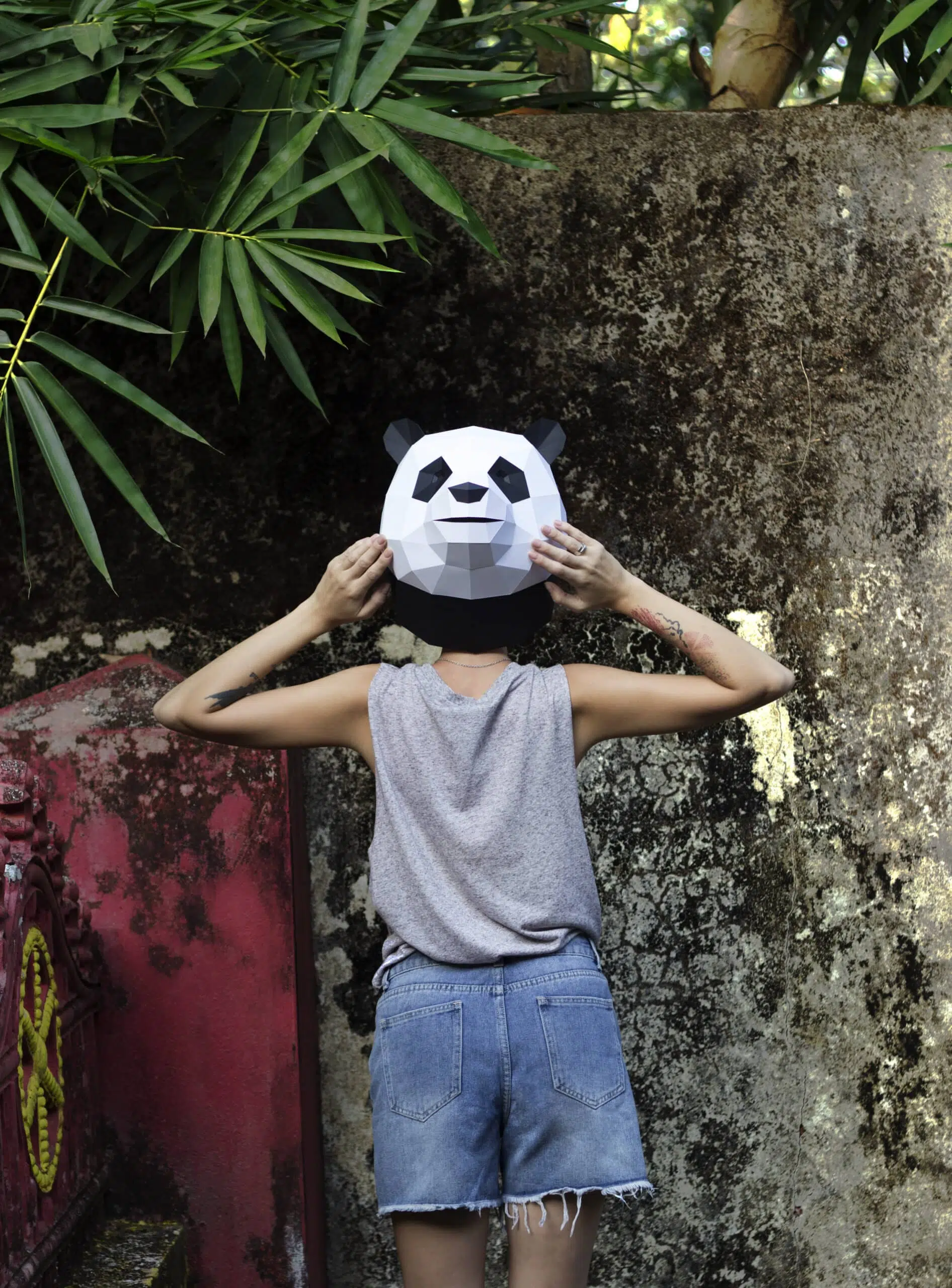 Panda-kop in 3D origami, weergave 4