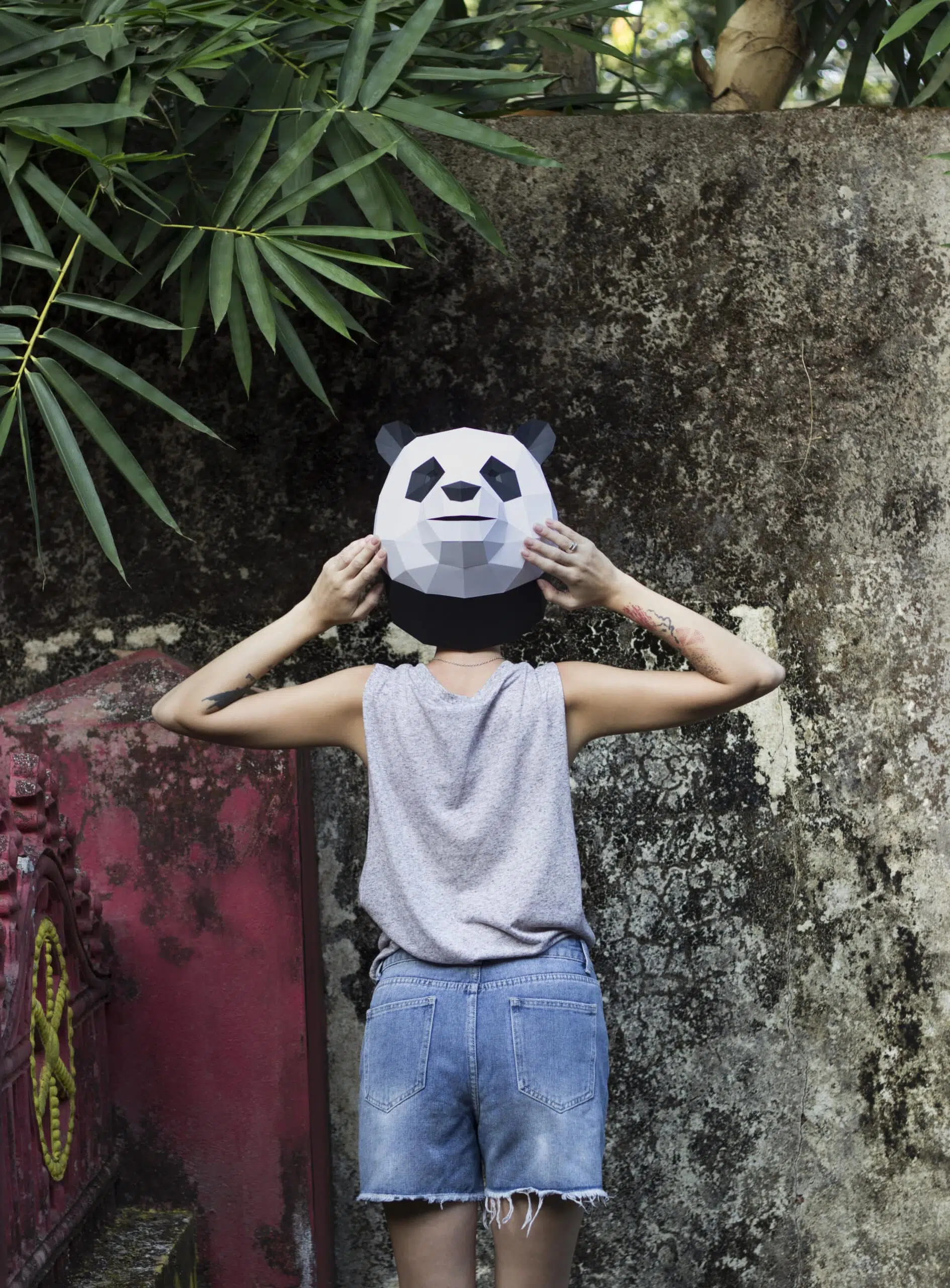 Panda-kop in 3D origami, weergave 9
