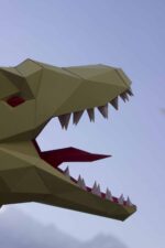 Papercraft de dinossauros em origami 3D
