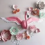 Kit de múltiples flamencos rosas en origami 3D