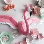 Kit de múltiples flamencos rosas en origami 3D