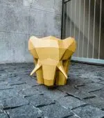 Papercraft de elefante bege em origami 3D