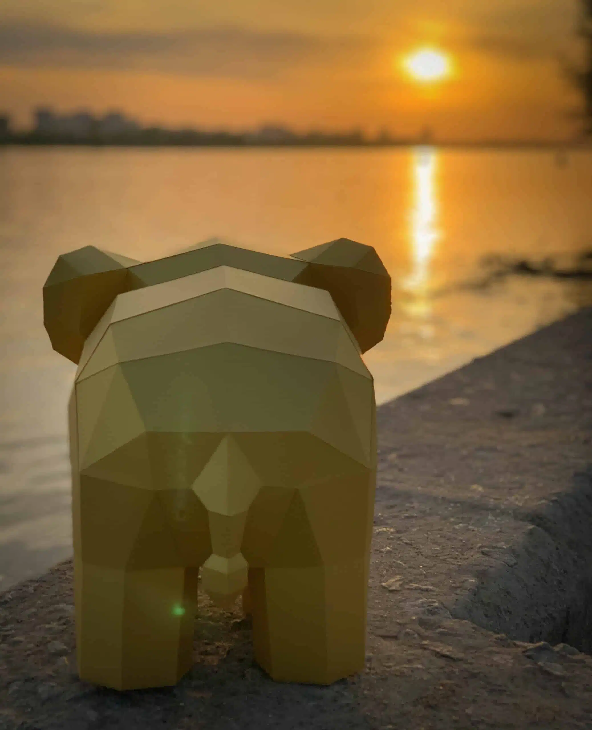 Papercraft de elefante em origami 3D, detalhe