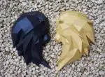 Origami 3D leeuwenkop in papier (zwart & groen), weergave 17