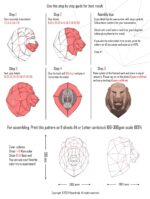 Papercraft lion head in origami