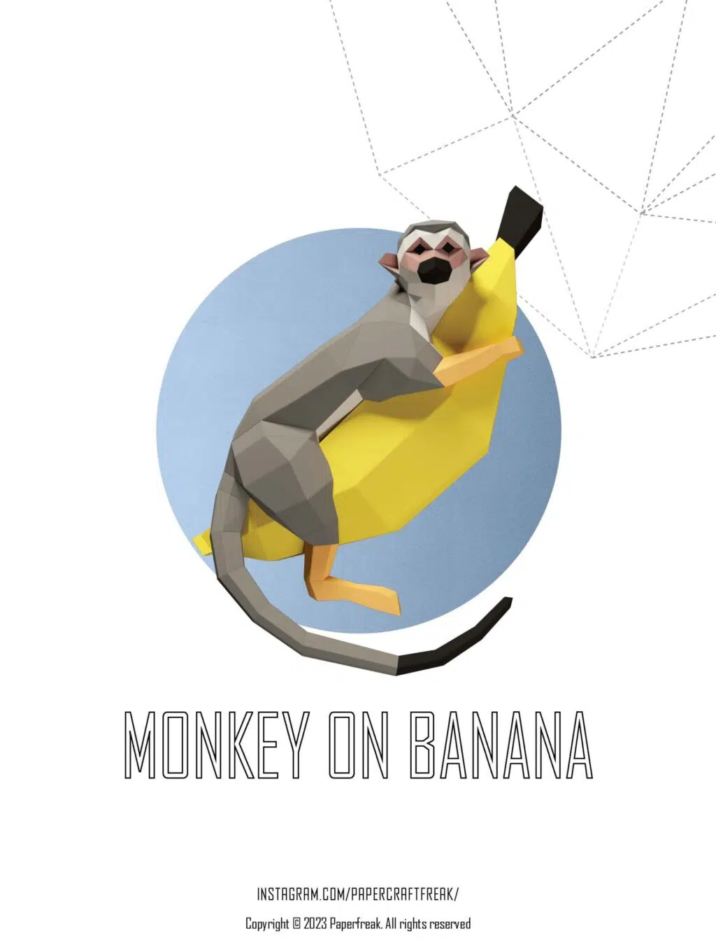 Papercraft mono sobre banana en origami