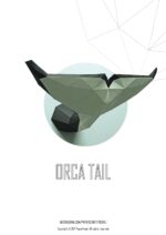 Papercraft de cauda de peixe em origami 3D