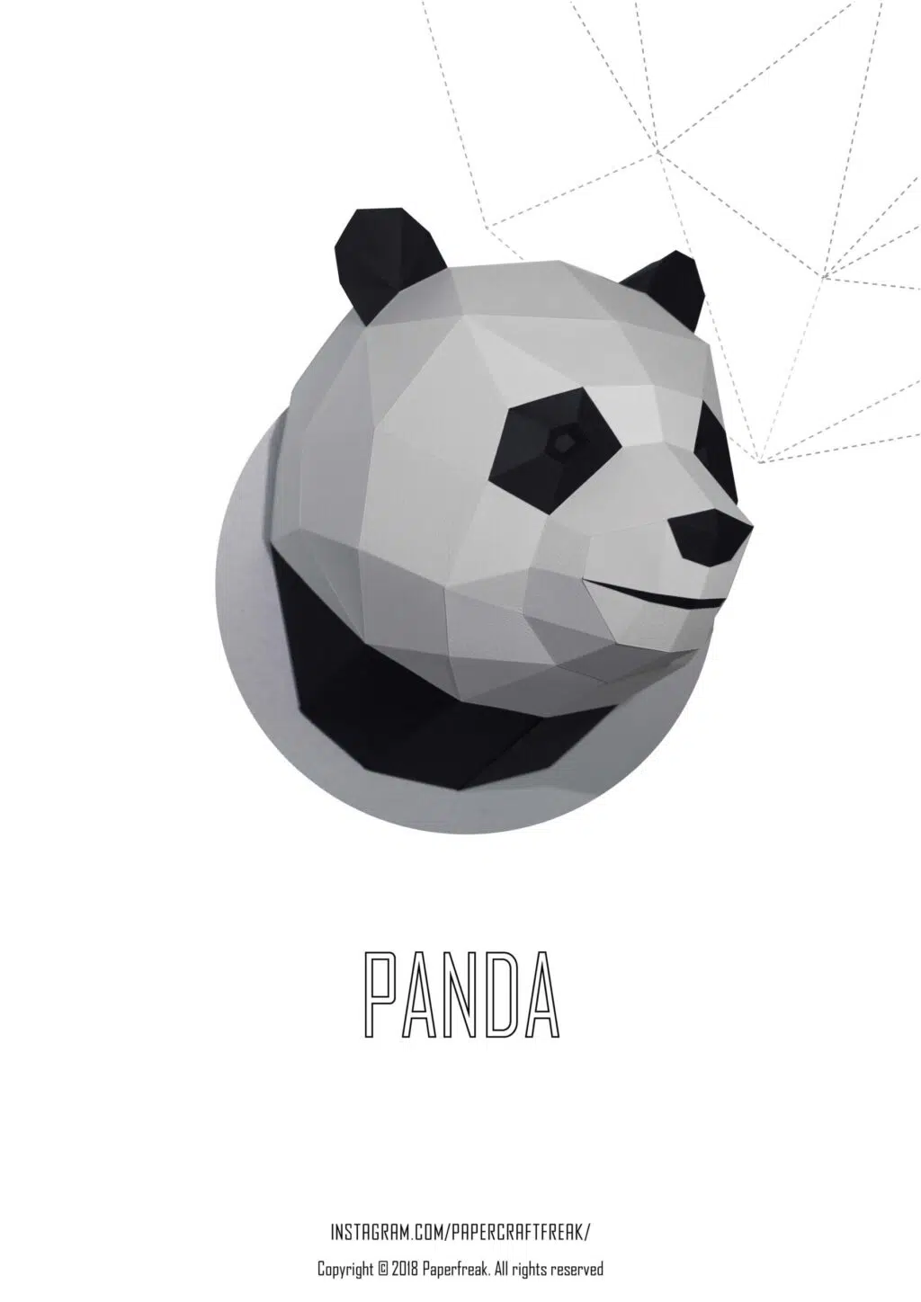 Panda-kop in 3D origami, 3D-model