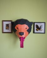 Papercraft de cabeza de oso malayo en origami