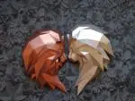 Origami 3D leeuwenkop in papier (zwart & groen), weergave 18