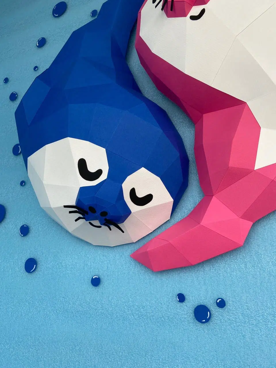 Papercraft Yin-Yang-Robben als 3D-Origami, Rückansicht