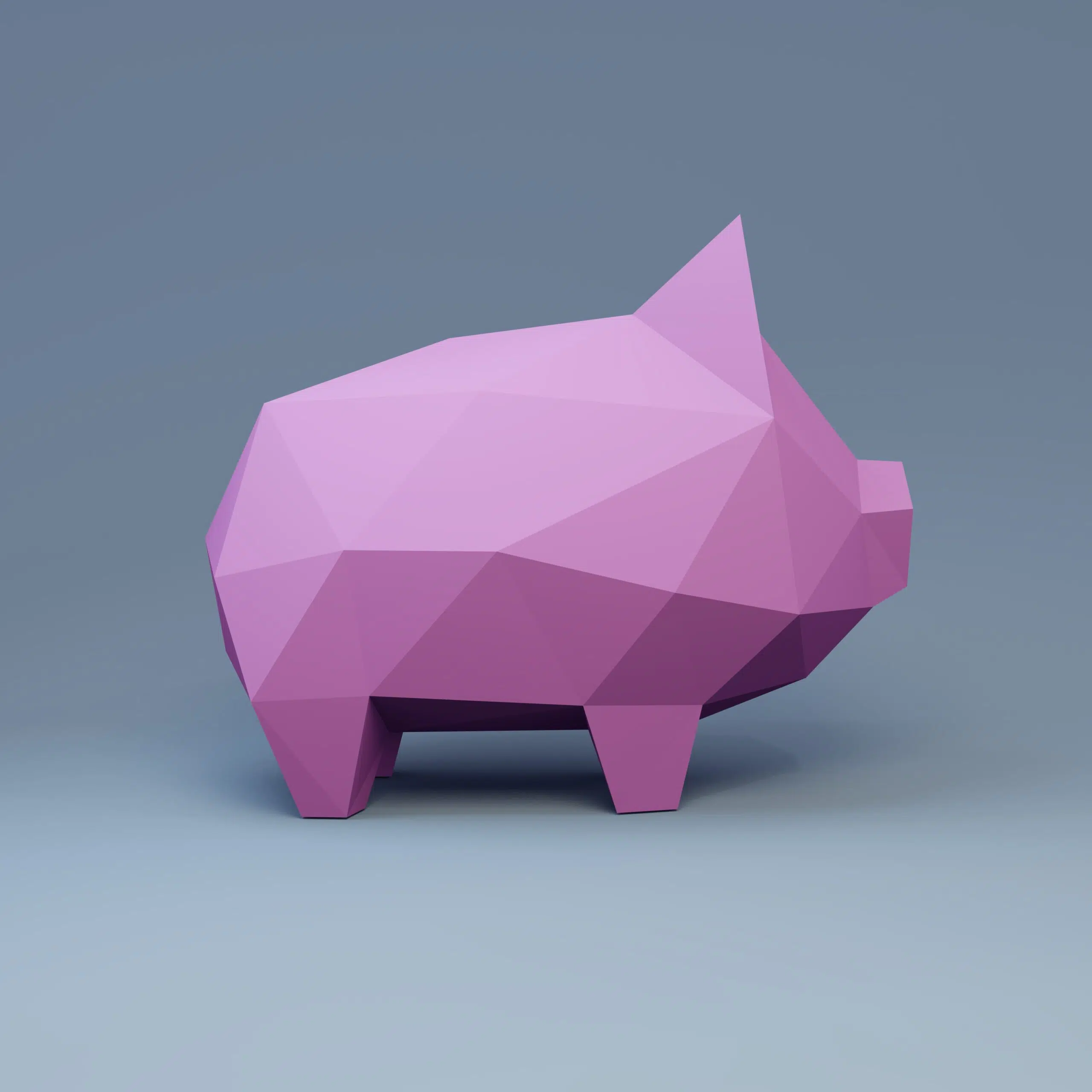 Papercraft de porquinho para cofrinho em origami, vista 2, vista 2