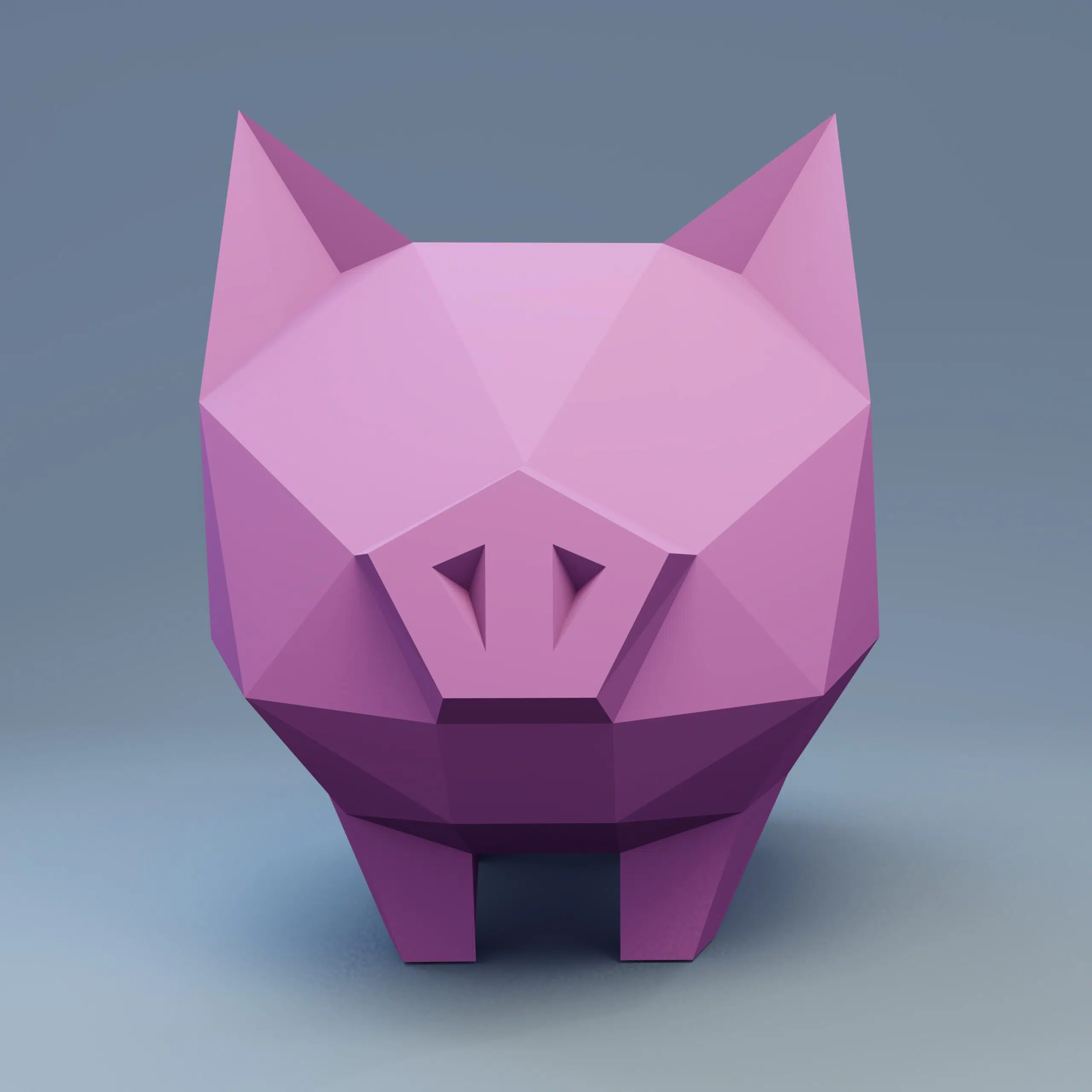 Papercraft de porquinho para cofrinho em origami, detalhe, vista 2