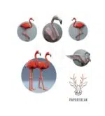 Kit de múltiples flamencos rosas en origami 3D