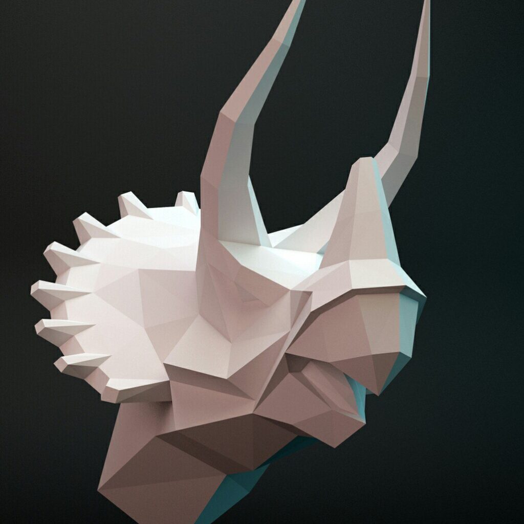 Papercraft of Jurassic Park dinosaurs in 3D origami