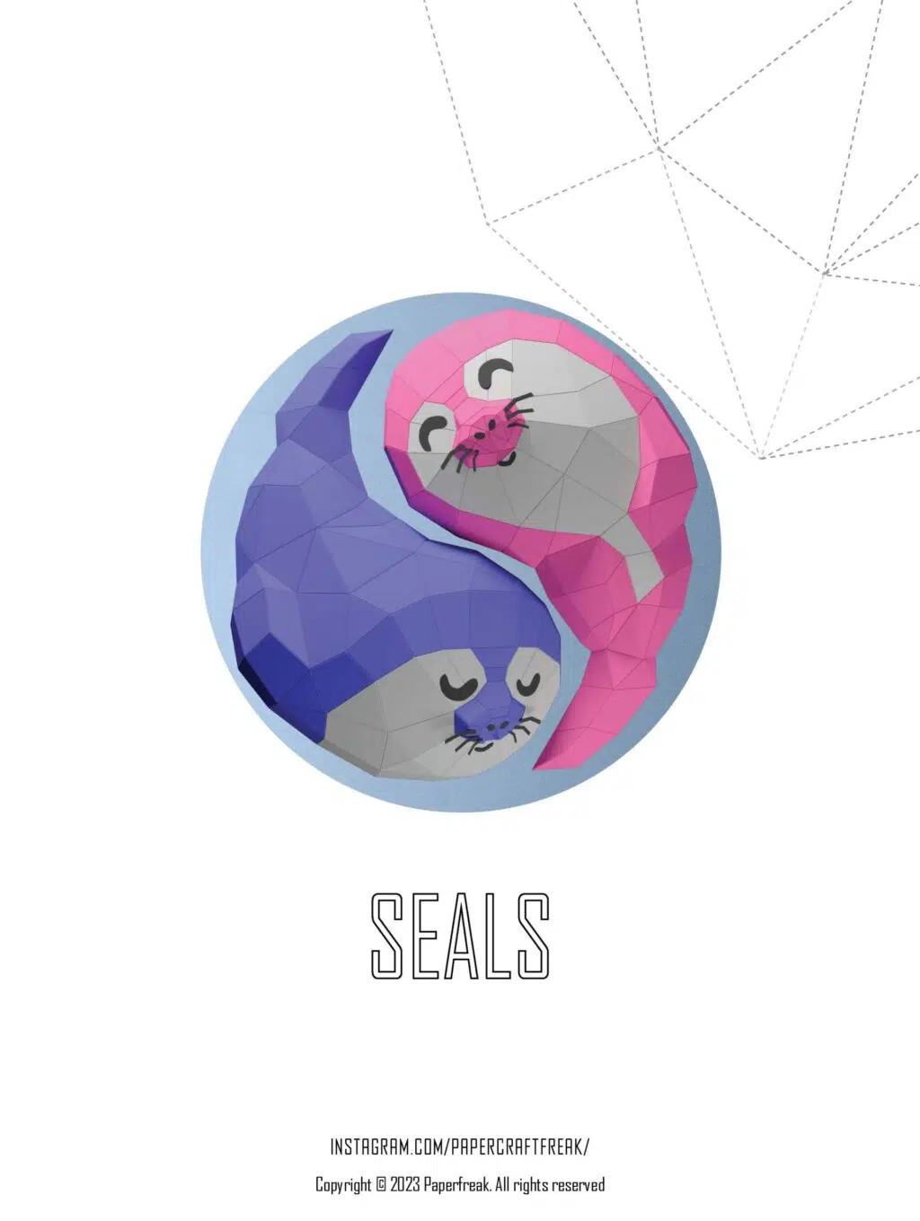 Papercraft Yin-Yang-Robben als 3D-Origami