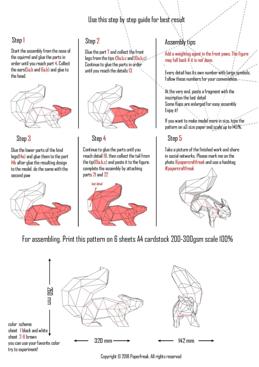 Papercraft di scoiattolo in origami 3D