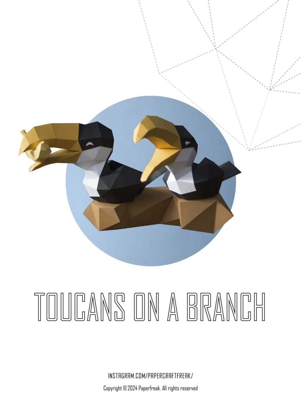 3D Origami Papercraft Toucans on a Branch