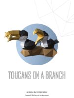 Papercraft de toucans sur branche en origami 3D